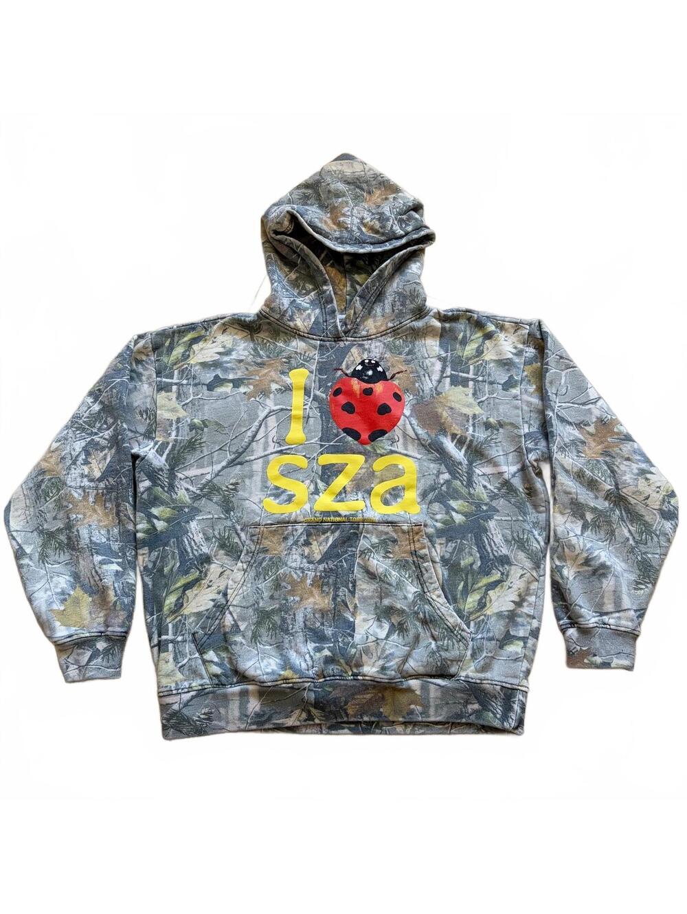 SZA Grand National Tour 2025 Hoodie Sweatshirt Camo Ladybug Heart Green Small